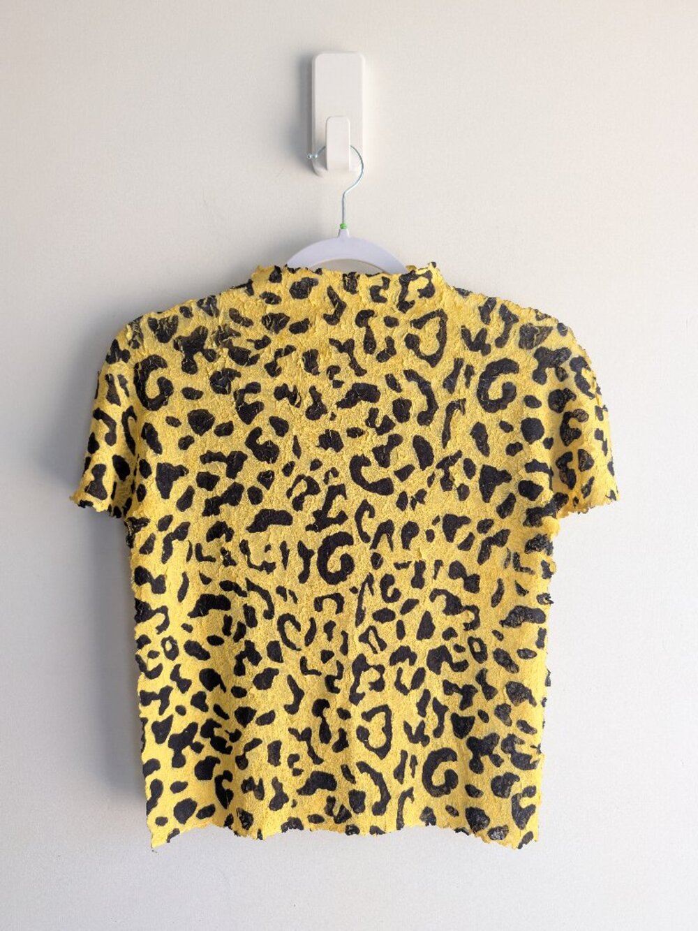 Kate Hewko Crepe Textured Leopard Print Mock Neck Tee